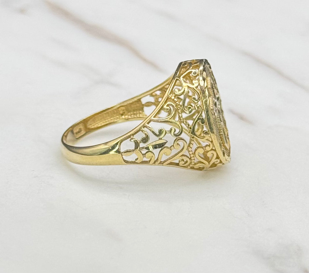 10K GOLD FANCY DESIGN MENS CROSS RING