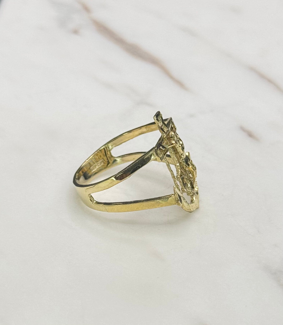 10K GOLD ANCHOR JESUS RING