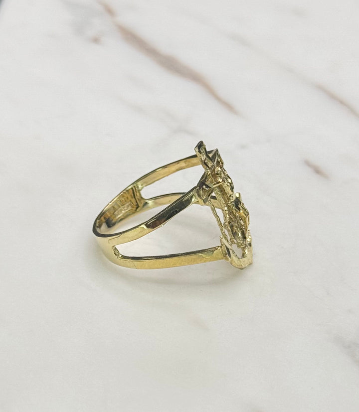 10K GOLD ANCHOR JESUS RING