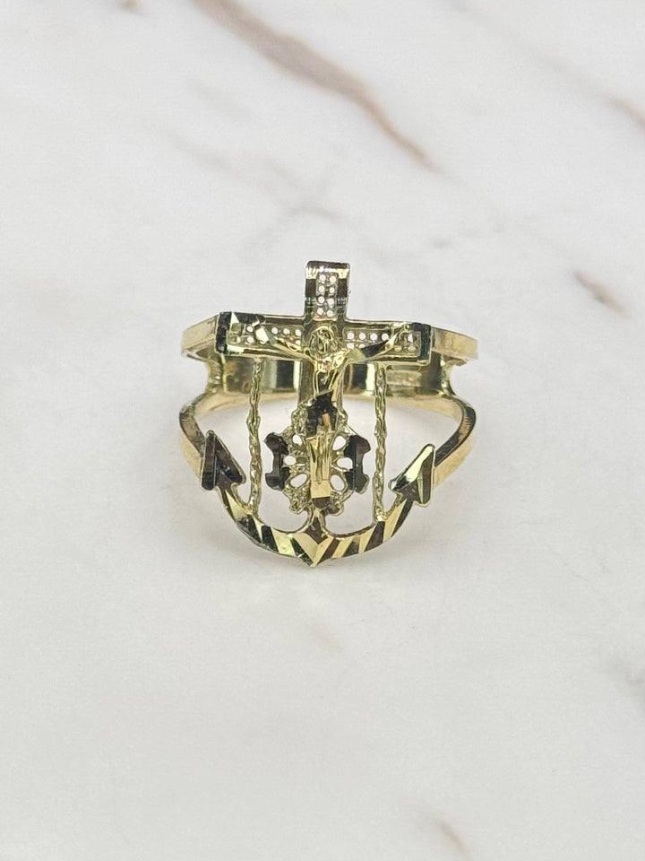 10K GOLD ANCHOR JESUS RING