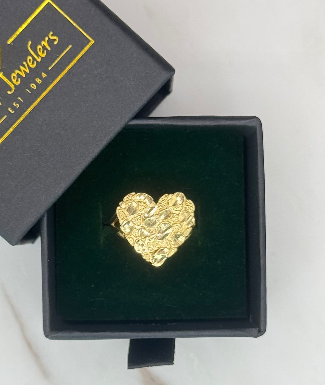 10K GOLD HEART NUGGET RING