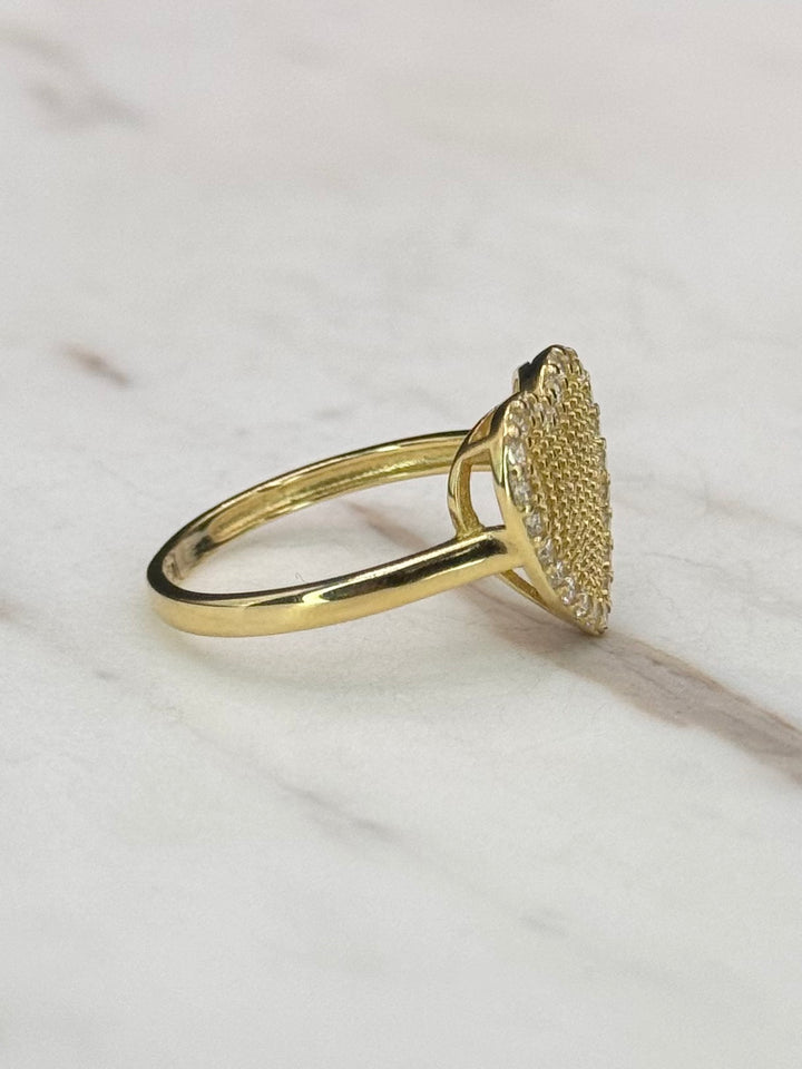 14K GOLD CZ HEART RING