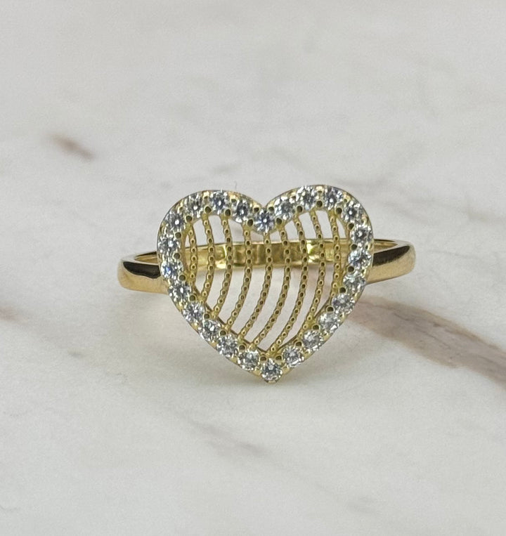 14K GOLD CZ HEART RING