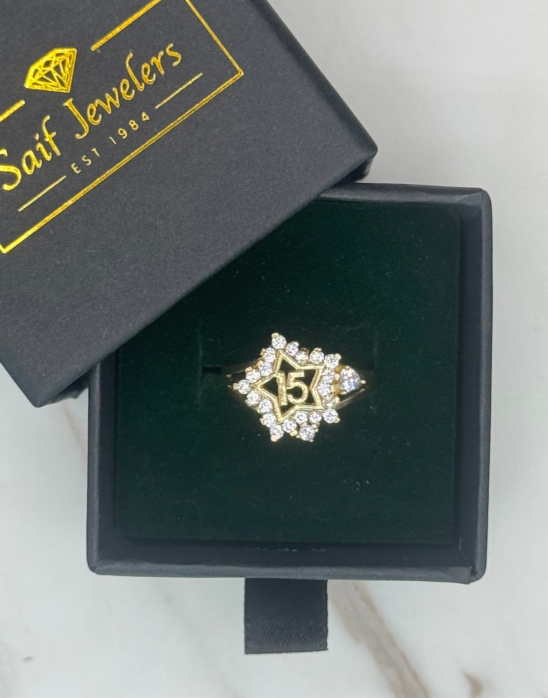 10K GOLD QUINCEANERA CZ STAR RING