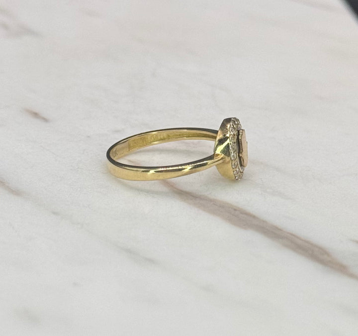 10K GOLD HAMSA HAND CZ RING