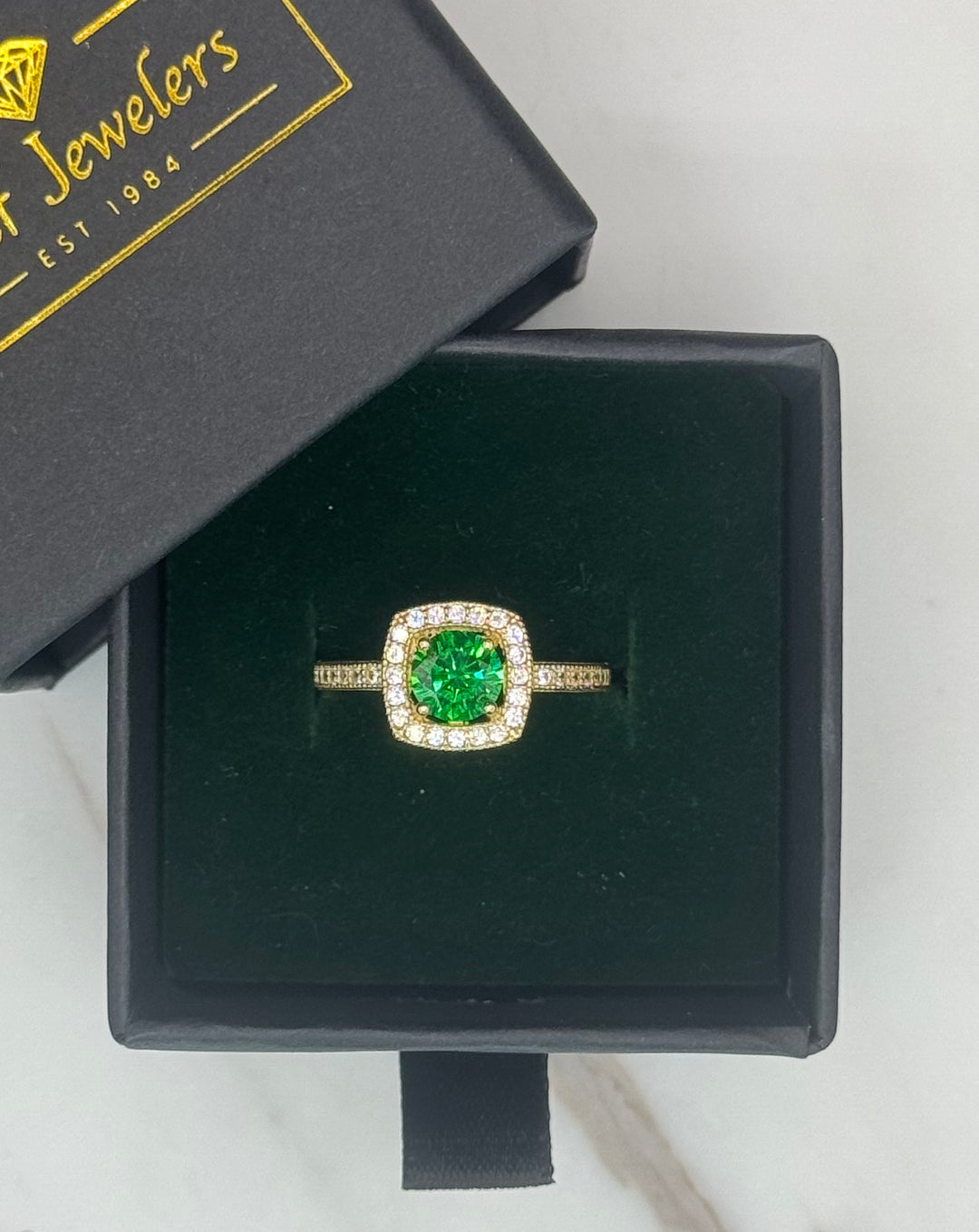 10K GOLD EMERALD CZ RING