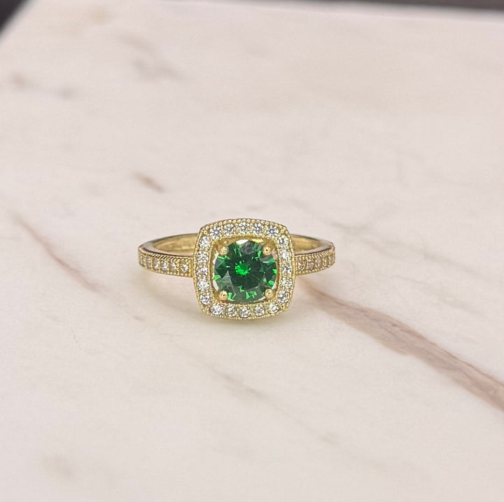 10K GOLD EMERALD CZ RING