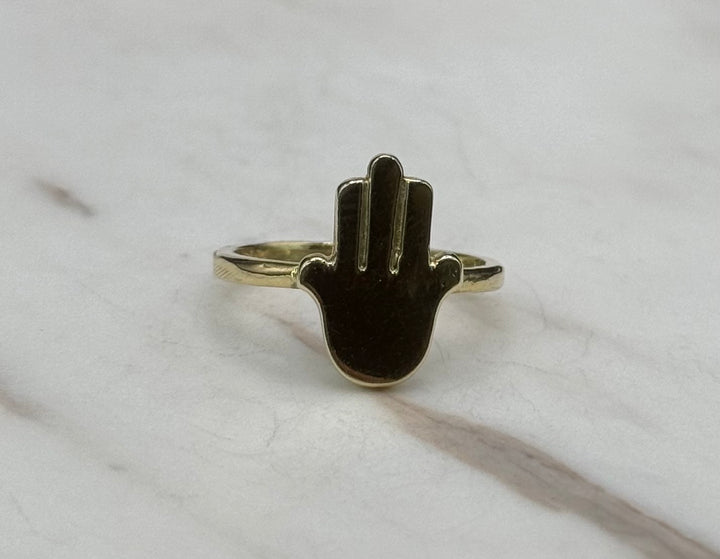 10K GOLD HAMSA HAND RING