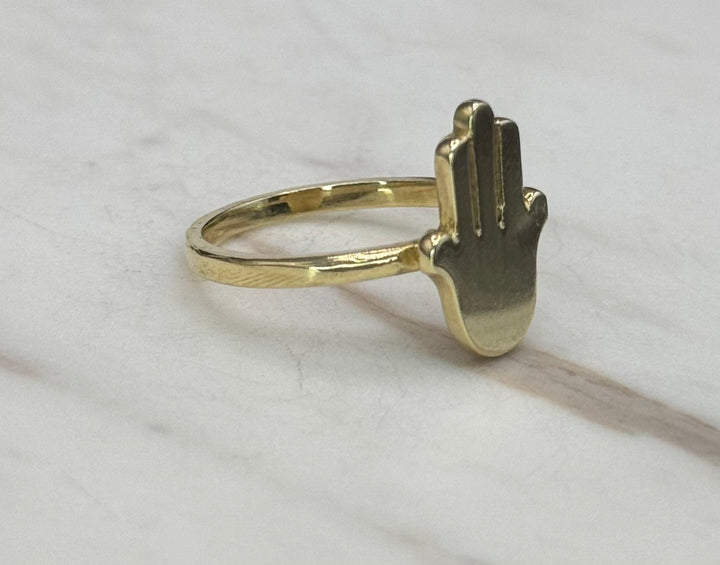 10K GOLD HAMSA HAND RING