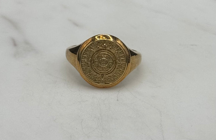 10K GOLD AZTEC CALENDAR RING