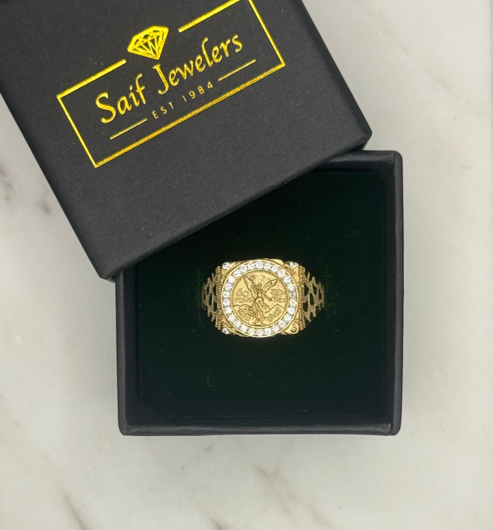 10K GOLD 50 PESOS CZ NUGGET CUT RING