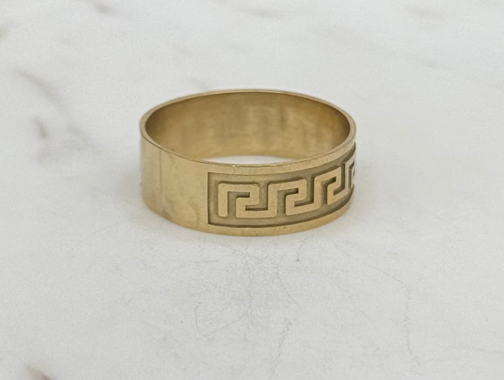 10K GOLD GREEK PRINT BAND
