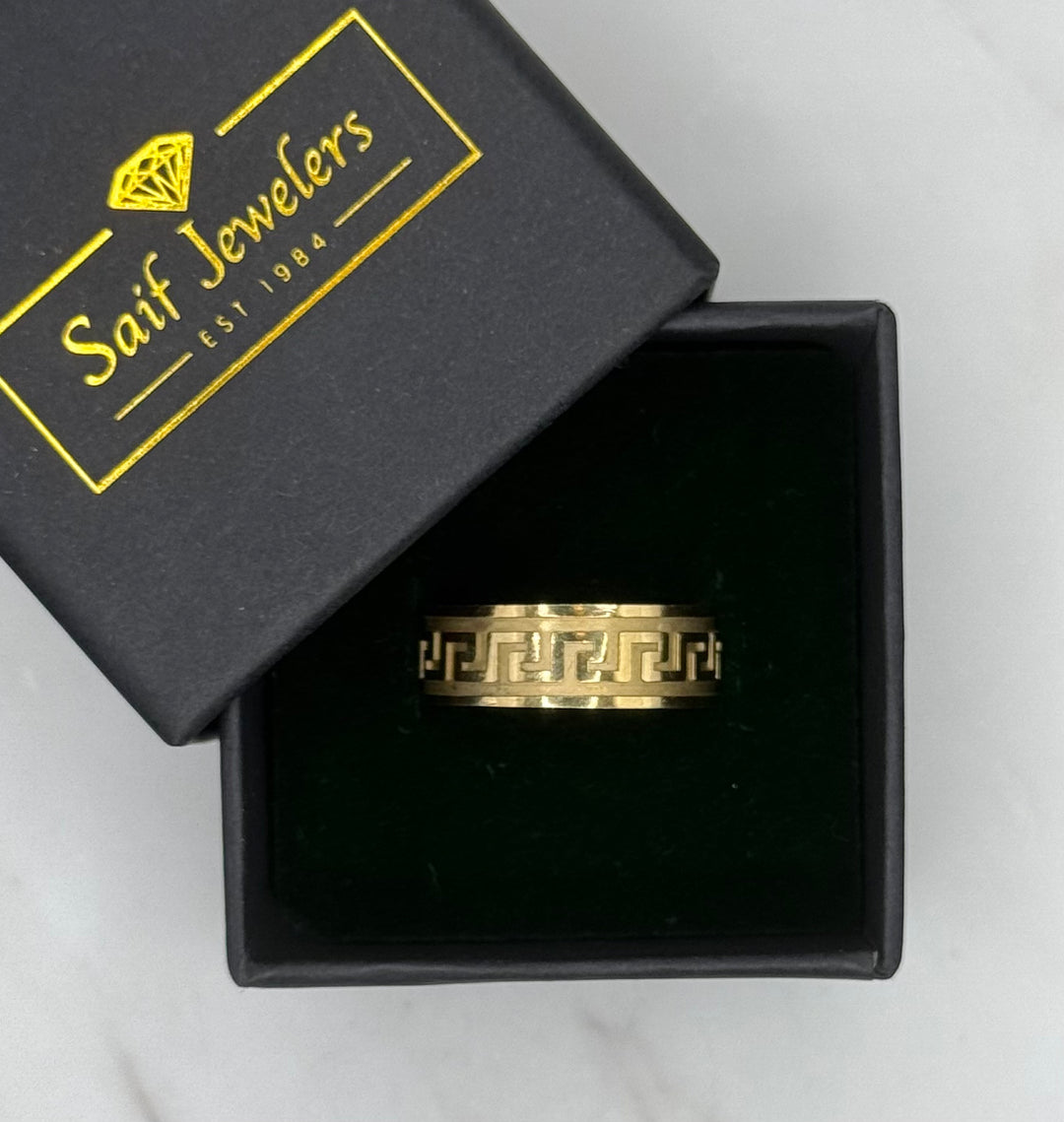 10K GOLD GREEK PRINT BAND