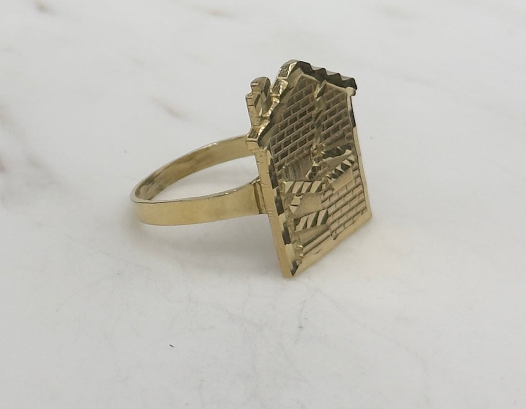 10K GOLD TRAP HOUSE DIA CUT RING