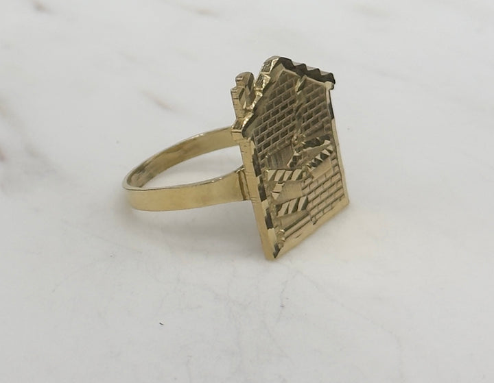 10K GOLD TRAP HOUSE DIA CUT RING