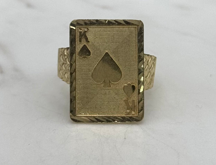 10K GOLD KING OF SPADES PLAYING CARD RING