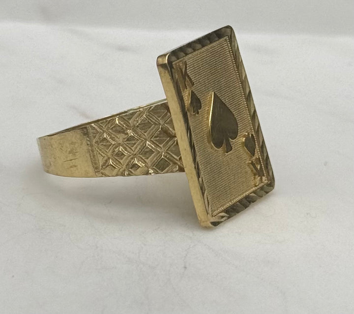 10K GOLD KING OF SPADES PLAYING CARD RING