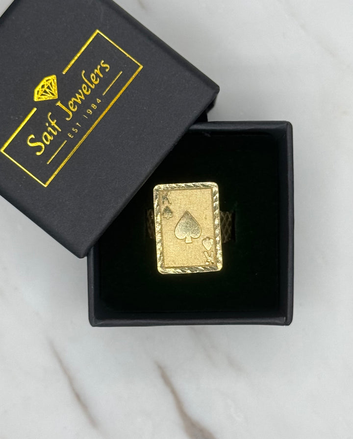 10K GOLD KING OF SPADES PLAYING CARD RING