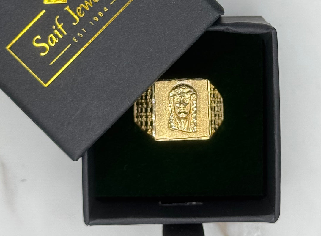 10K GOLD JESUS FACE NUGGET CUT RING