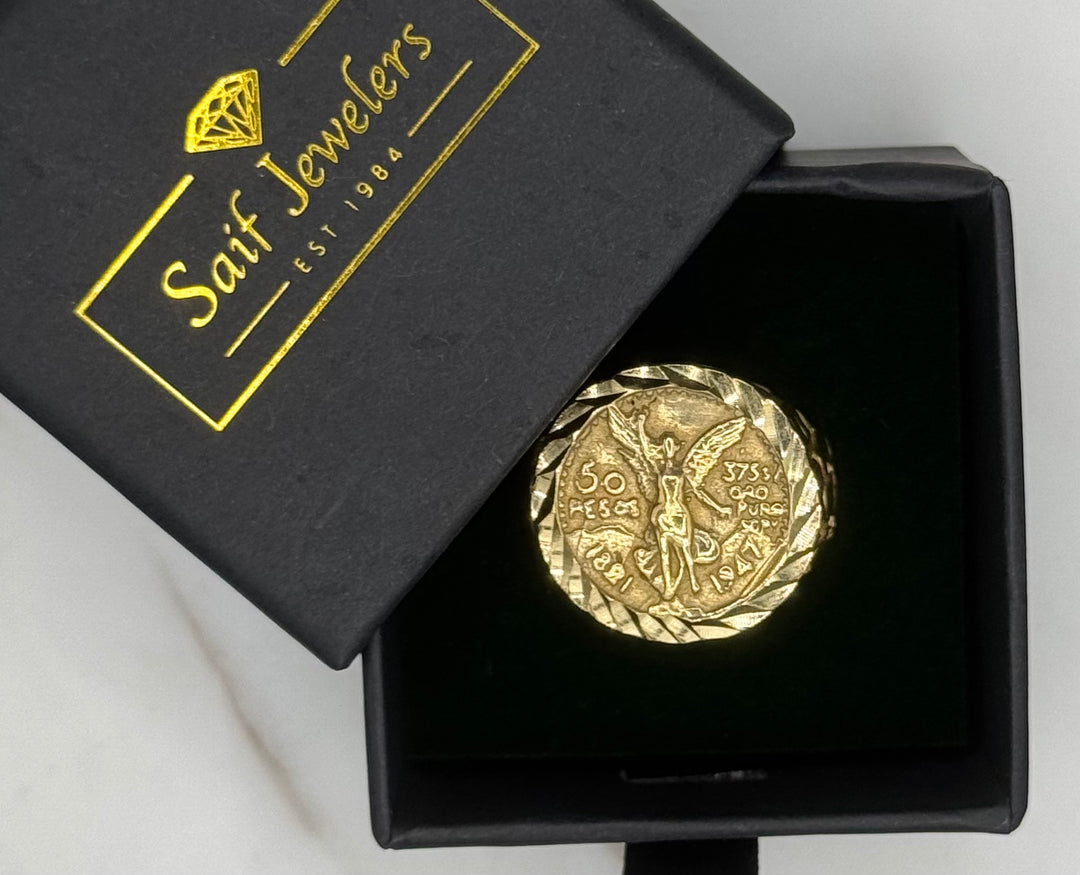 10K GOLD NUGGET CUT 50 PESOS RING