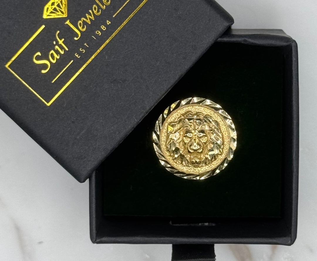 10K GOLD LION HEAD DIA CUT RING