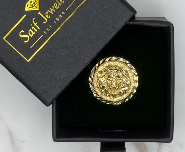 10K GOLD LION HEAD DIA CUT RING