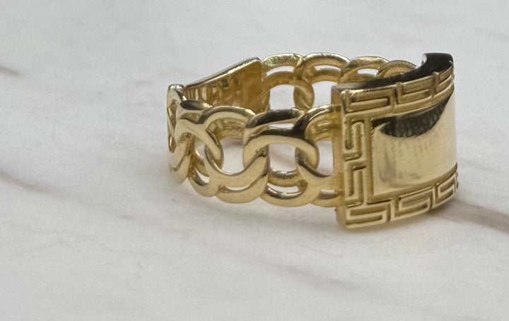 10K GOLD GREEK PRINT CHINO LINK ID RING