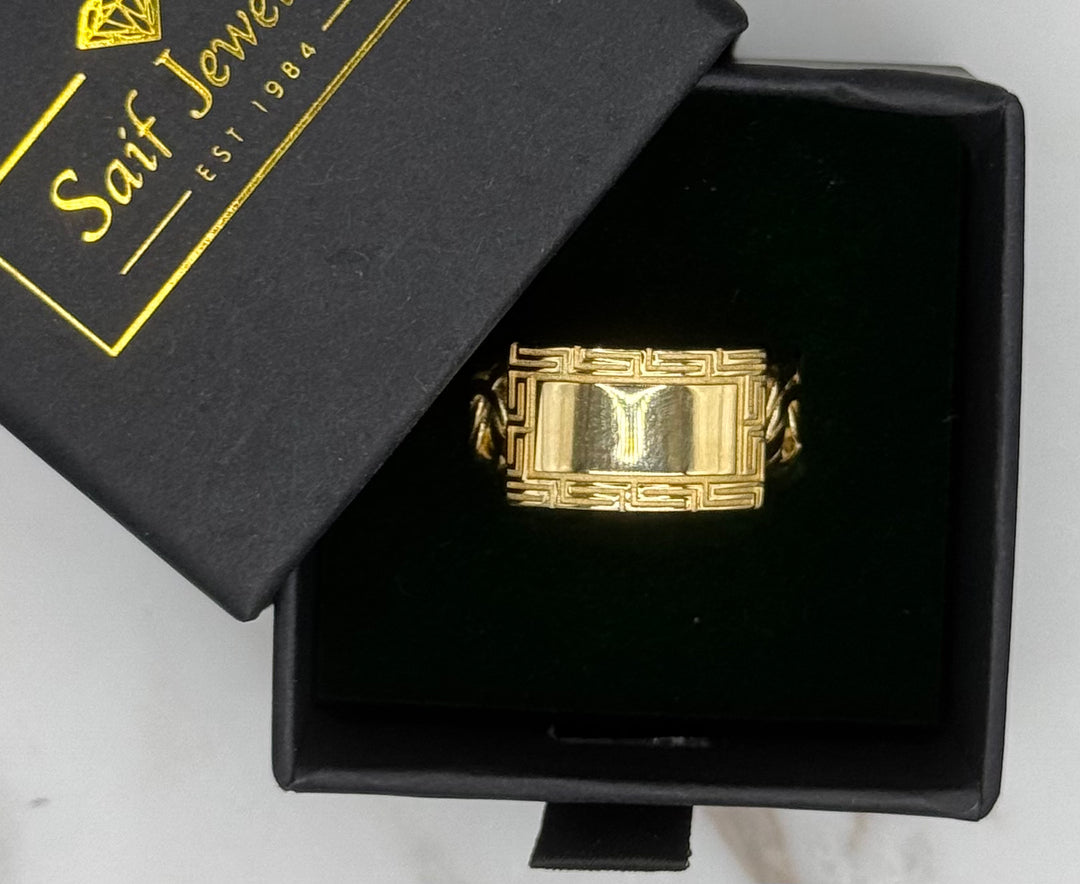 10K GOLD GREEK PRINT CHINO LINK ID RING