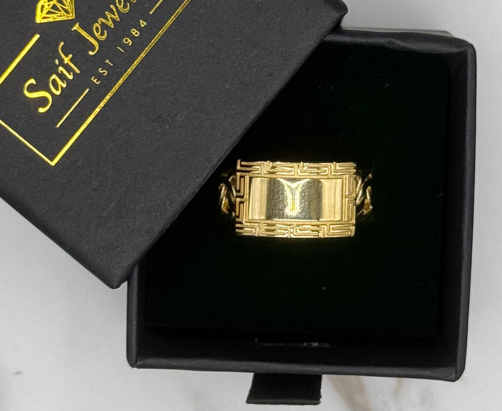 10K GOLD GREEK PRINT CHINO LINK ID RING