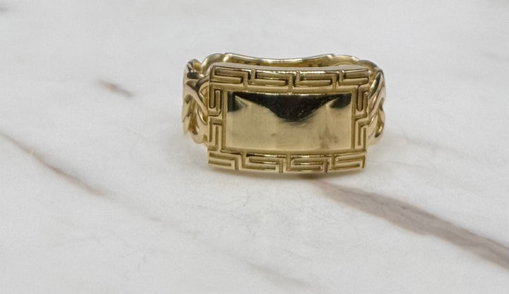 10K GOLD GREEK PRINT CHINO LINK ID RING