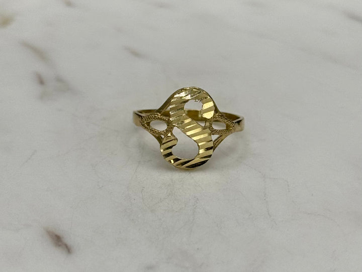 10K GOLD DIAMOND CUT S INITIAL RING