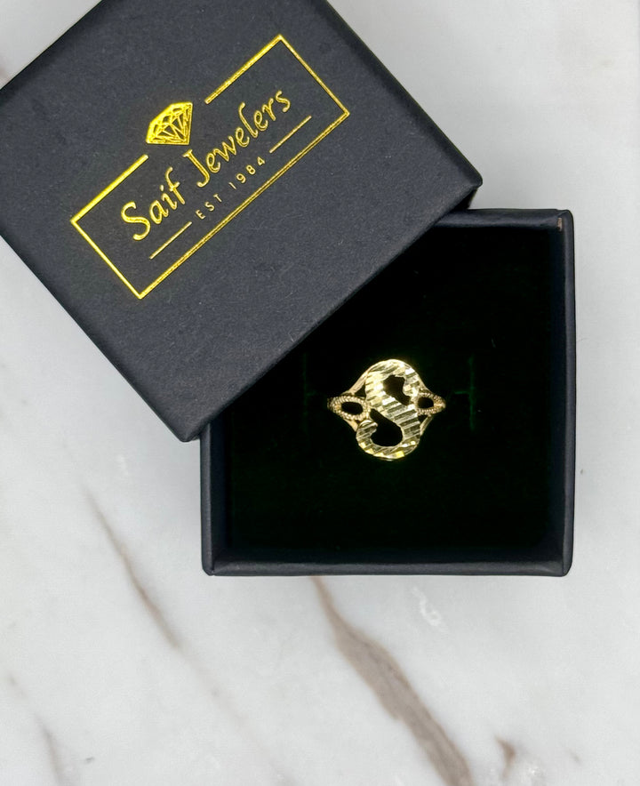 10K GOLD DIAMOND CUT S INITIAL RING