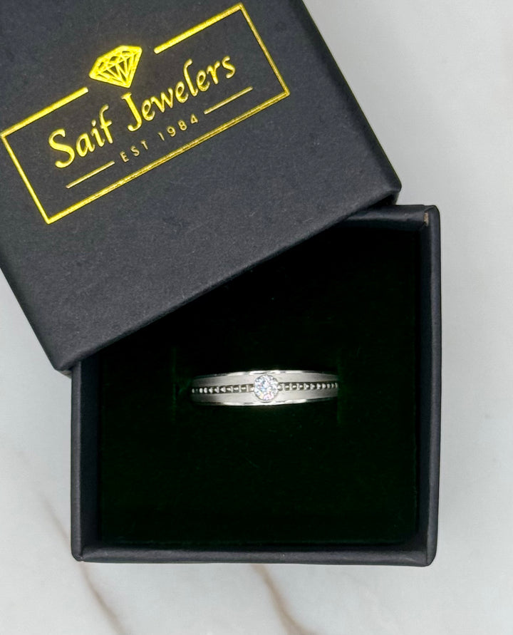 10K WHITE GOLD BRAIDED CZ BAND