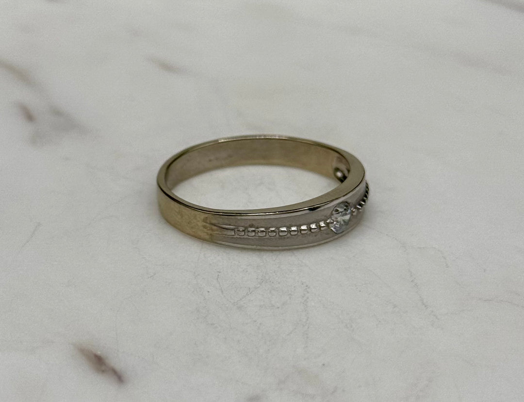 10K WHITE GOLD BRAIDED CZ BAND