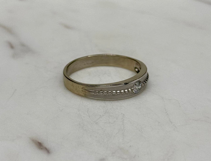 10K WHITE GOLD BRAIDED CZ BAND