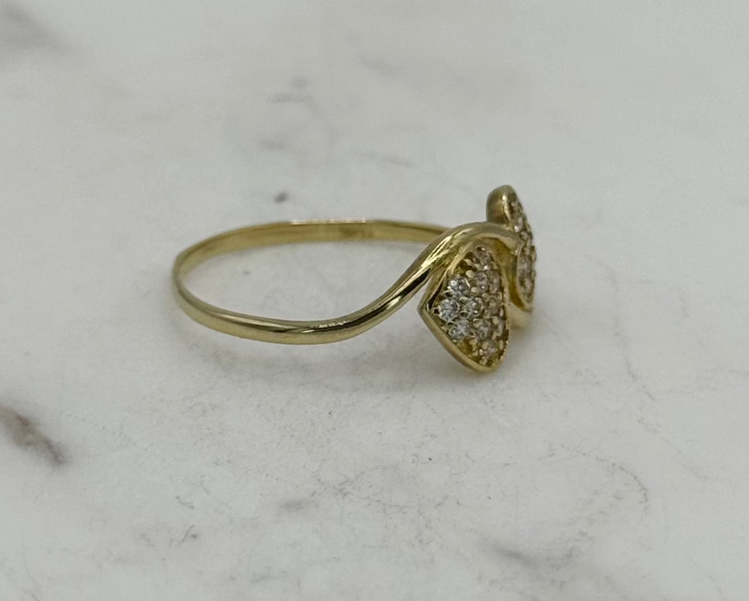 10K GOLD TWO HEARTS WITH CZ RING
