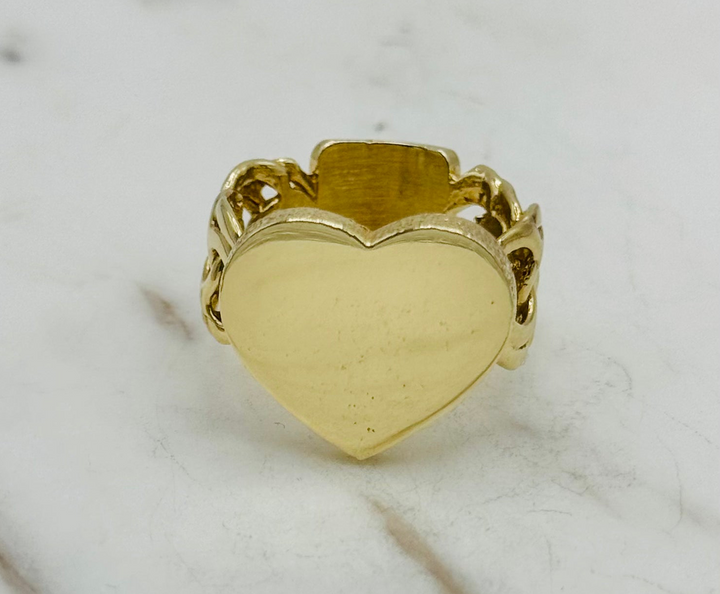 10K GOLD HEART WITH CHINO LINK RING