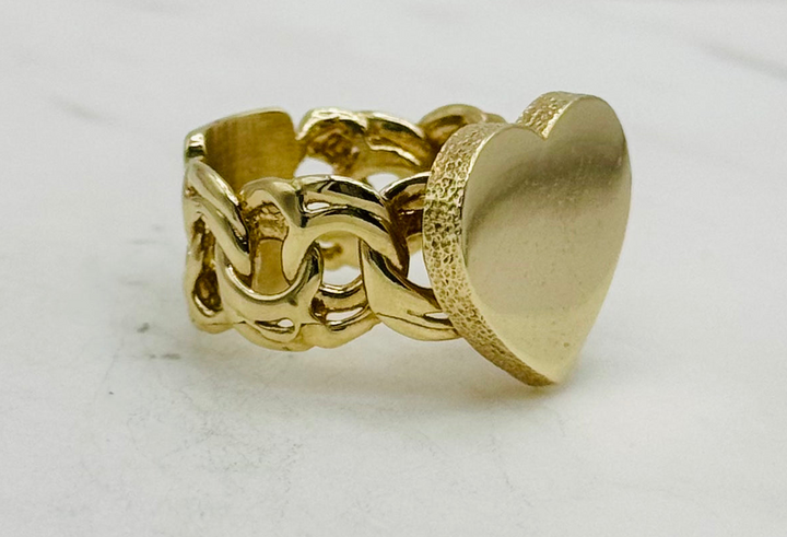 10K GOLD HEART WITH CHINO LINK RING