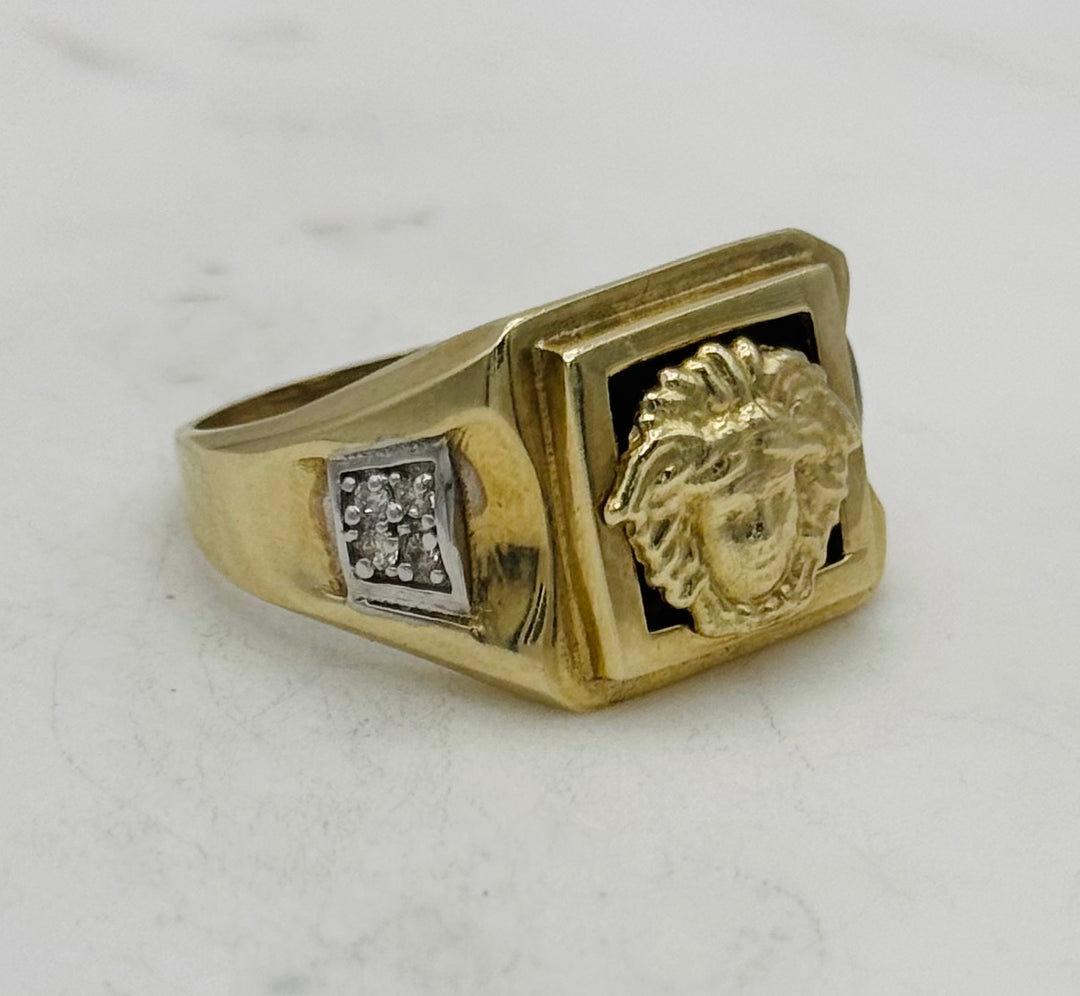 10K GOLD MEDUSA HEAD CZ RING
