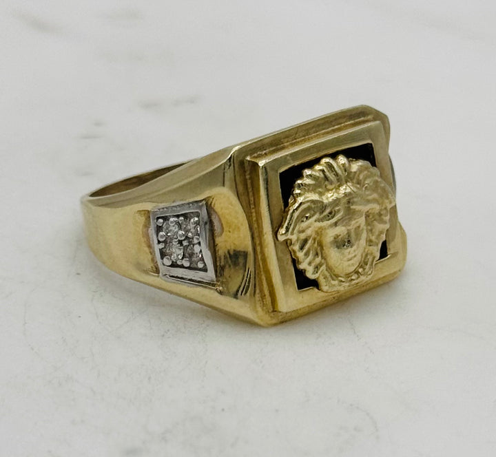 10K GOLD MEDUSA HEAD CZ RING