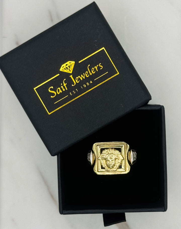 10K GOLD MEDUSA HEAD CZ RING