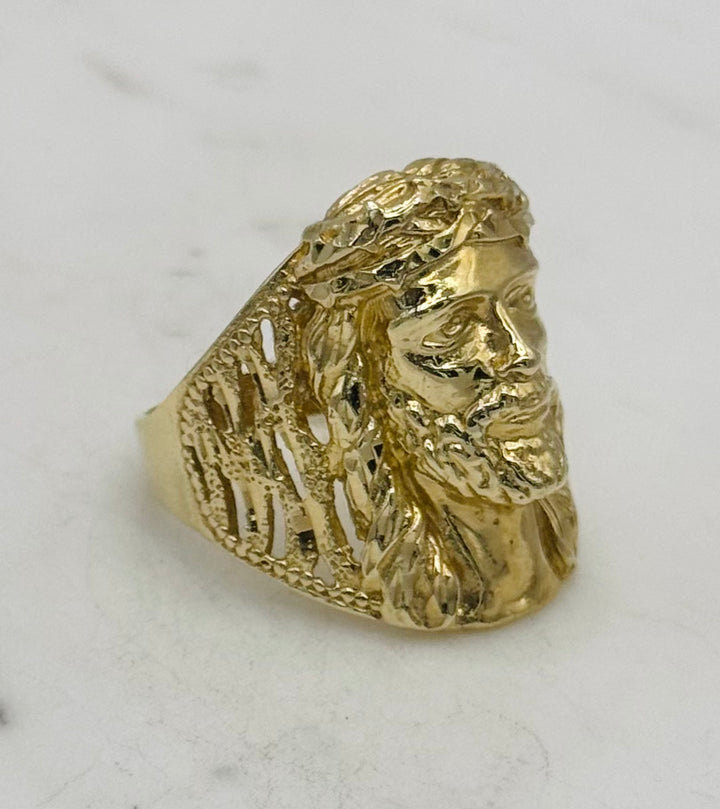 10K GOLD JESUS FACE RING