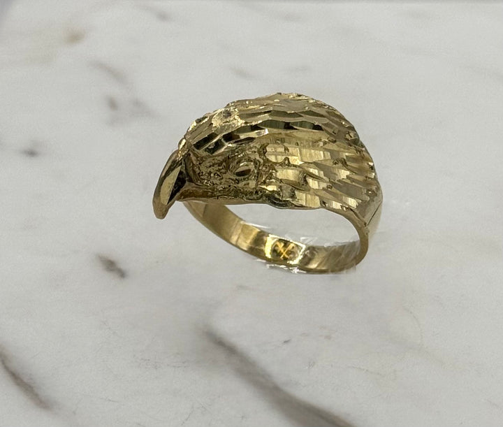 10K GOLD EAGLE HEAD DIA CUT RING