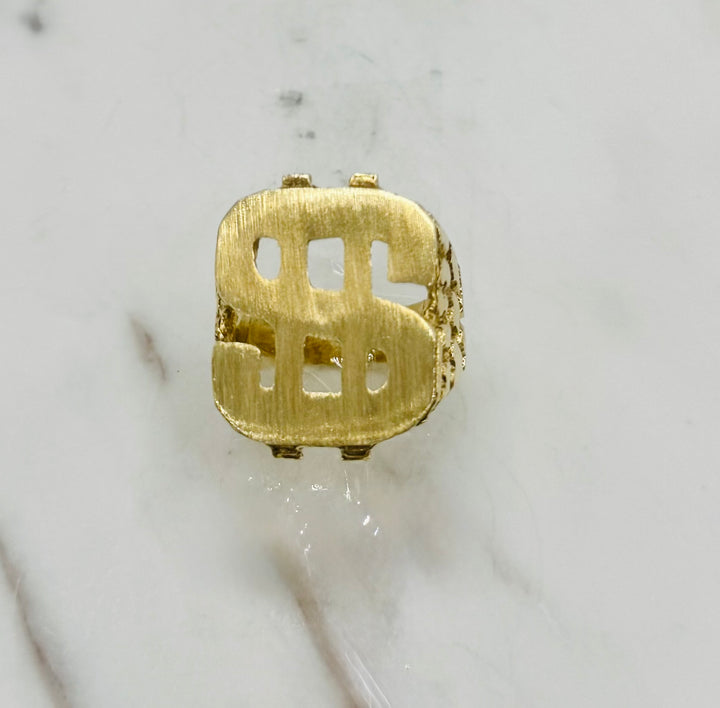 10K GOLD DOLLAR NUGGET CUT RING