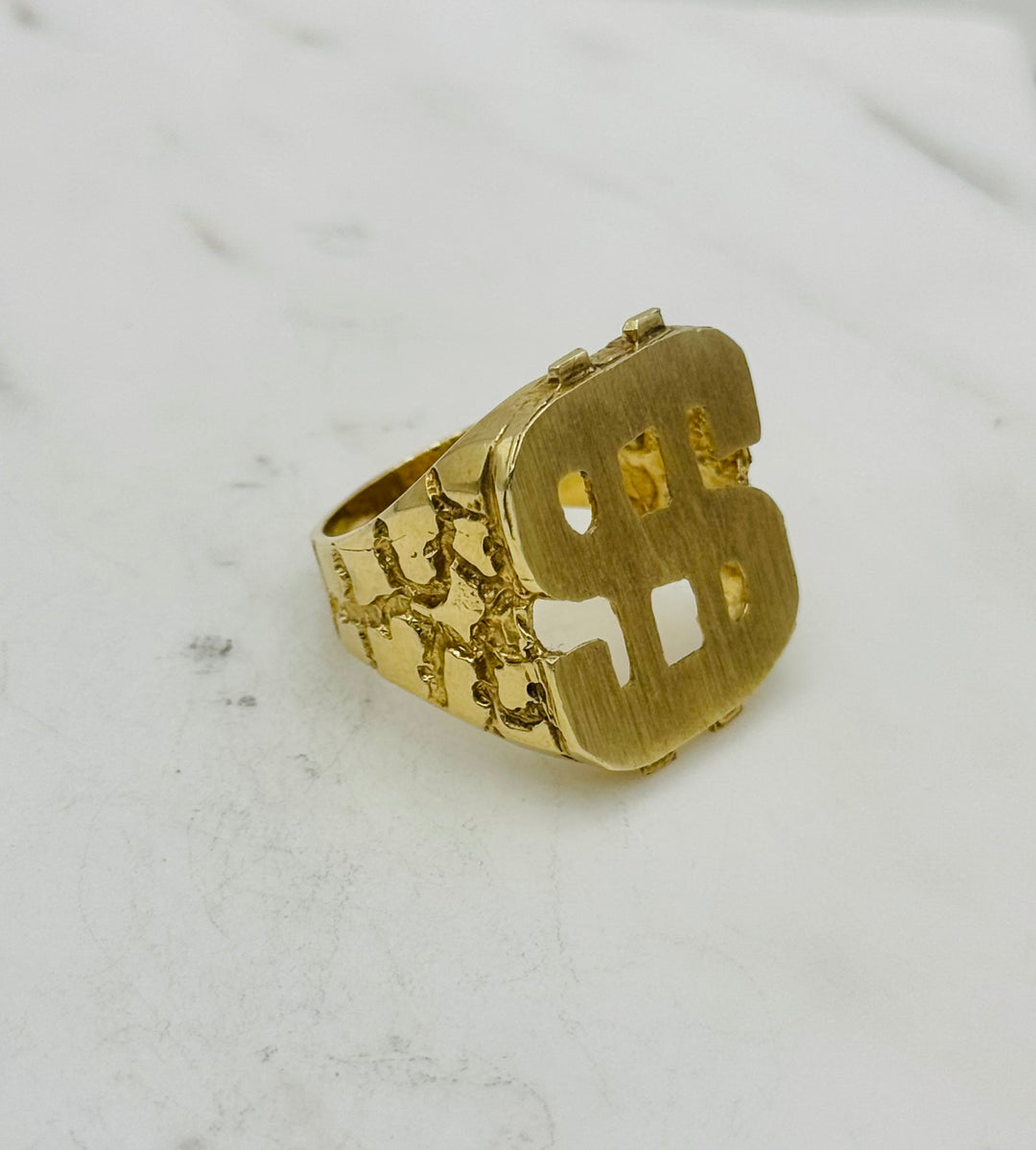 10K GOLD DOLLAR NUGGET CUT RING