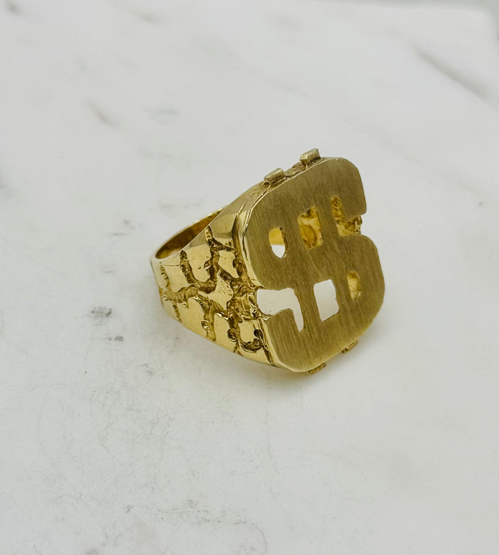 10K GOLD DOLLAR NUGGET CUT RING