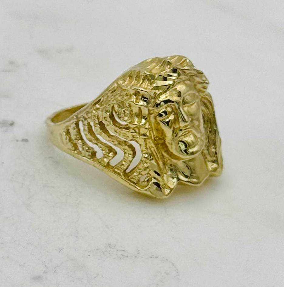 10K GOLD JESUS FACE FANCY DESIGN RING