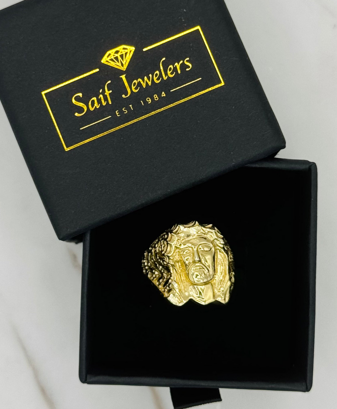 10K GOLD JESUS FACE FANCY DESIGN RING