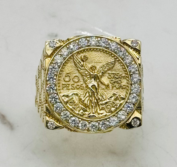 10K GOLD CZ NUGGET RING 50 PESOS RING