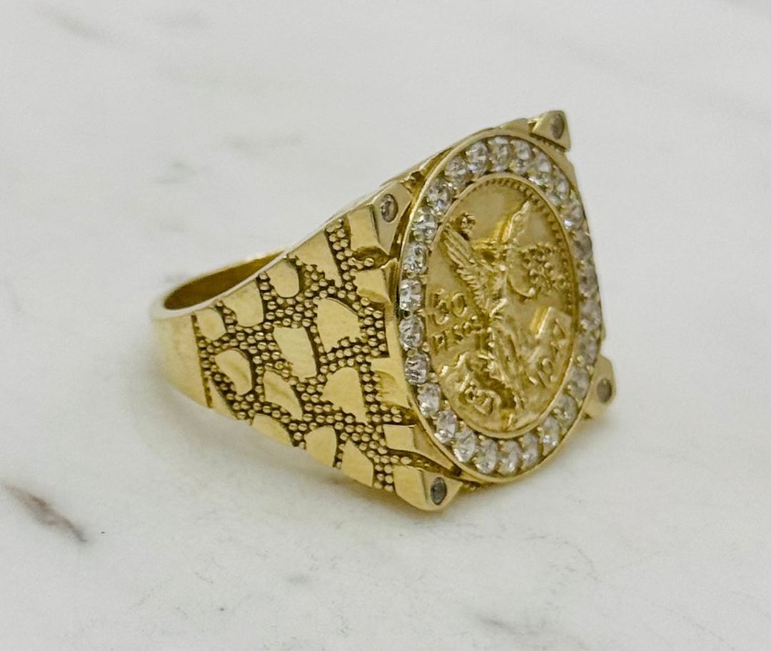 10K GOLD CZ NUGGET RING 50 PESOS RING